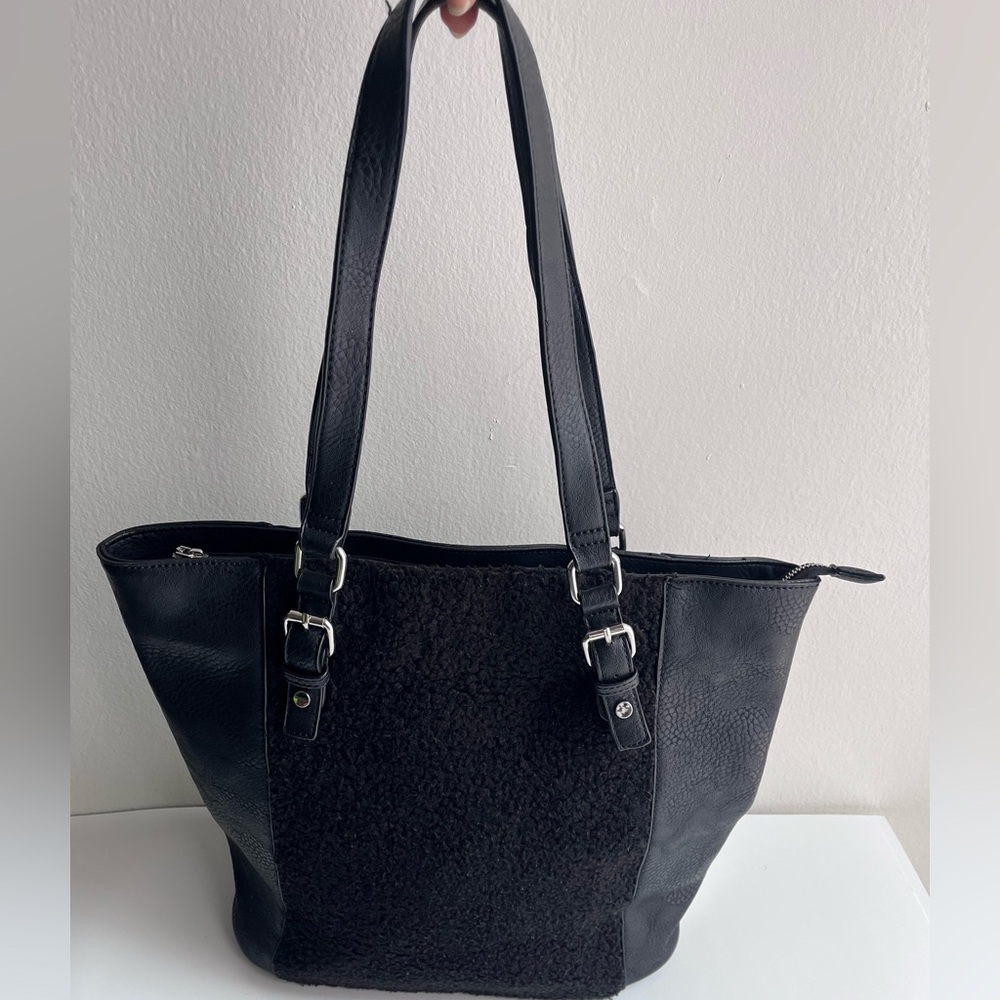 Charming Charlie Black Women's Tote Bag - Classic Everyday Carry Silver Hardware